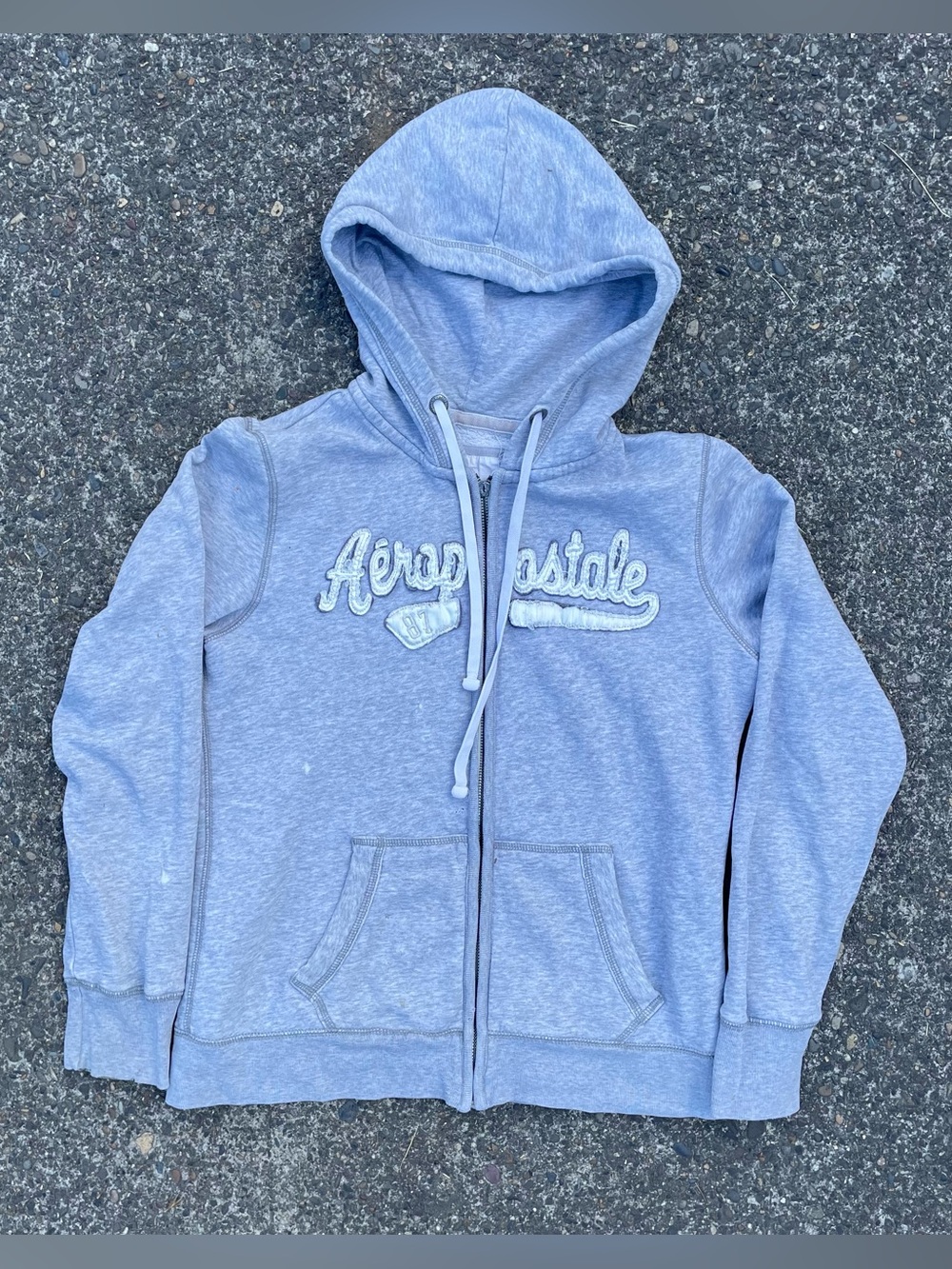 Y2k Aeropostale grey zip up spellout hoodie women’s large